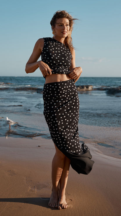 Janika Maxi Skirt - Black/White Polka Dot