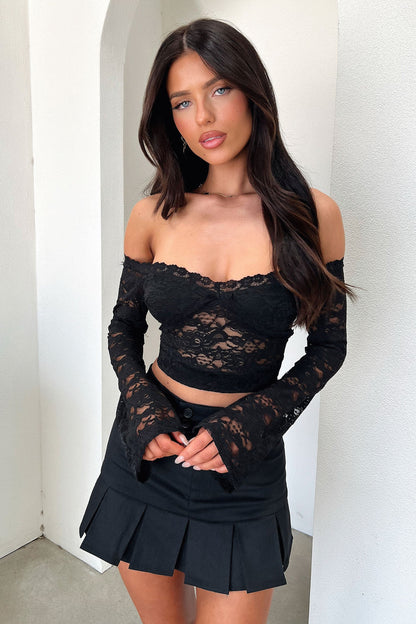 Kiralee Pleated Mini Skirt - Black