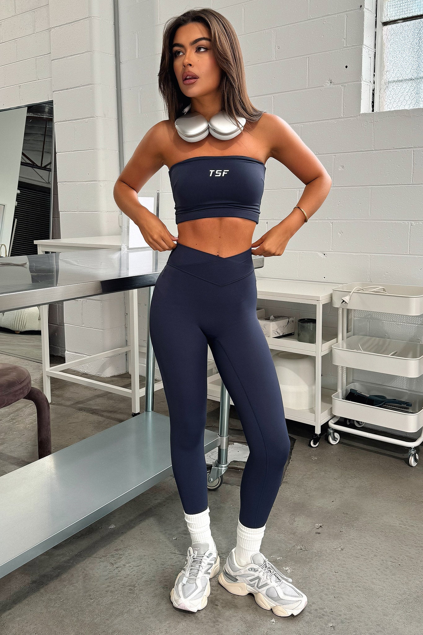 Koda Strapless Crop - Navy