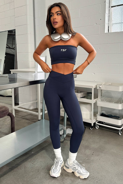 Koda Strapless Crop - Navy