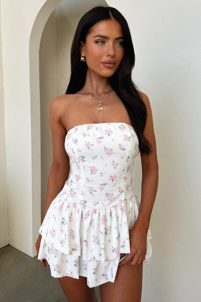 Libby Strapless Mini Dress - Pink Floral