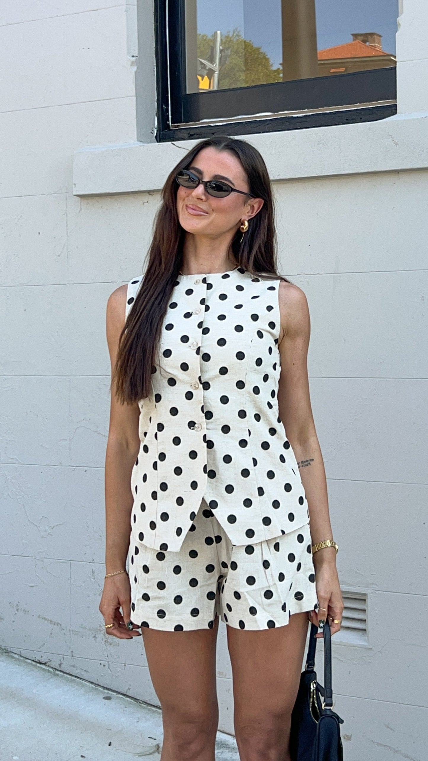 Laolani Shorts - Oat Black Polka