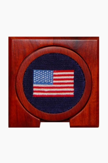 American Flag Needlepoint Coaster Set