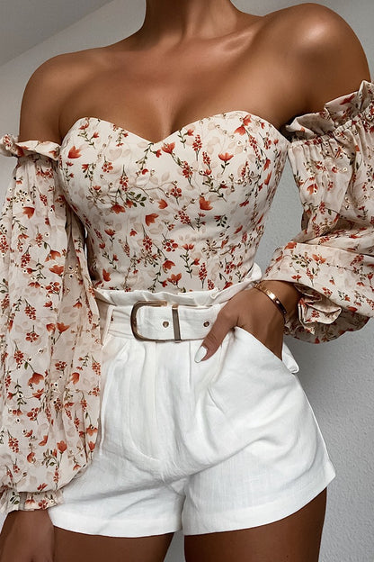 Oriana Bodysuit - Beige Floral