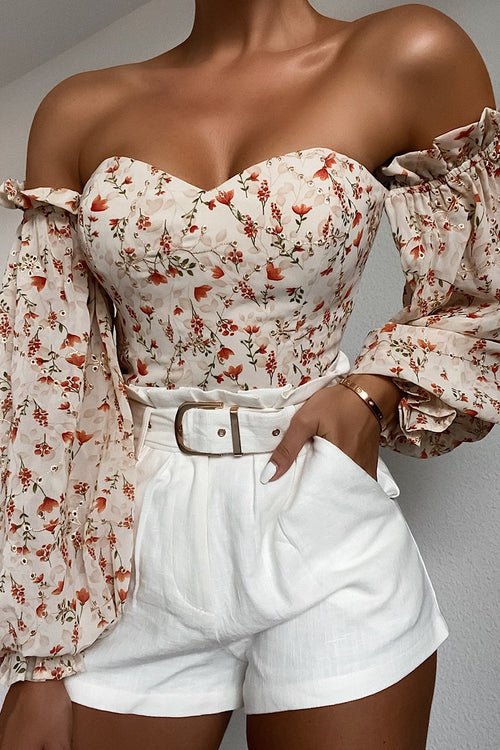 Oriana Bodysuit - Beige Floral