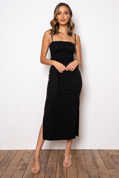 Rib Midi Dress - Black